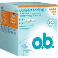 o.b. Compact Applicator Super - Тампоны женские гигиенические с аппликатором, 16 шт
o.b. Compact Applicator Super - Тампоны женские гигиенические с аппликатором, 16 шт