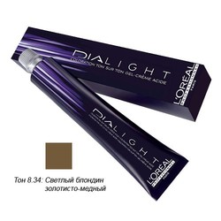 L'Oreal Professionnel Dialight - Краска для волос Диалайт 8.34 Светлый блондин золотисто-медный 50 мл L'Oreal Professionnel Dialight - Краска для волос Диалайт 8.34 Светлый блондин золотисто-медный 50 мл