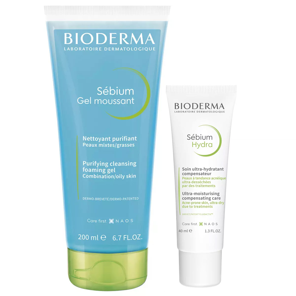 Bioderma - Крем Гидра, 40 мл + Очищающий гель мусс без помпы, 200 мл