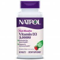 Фото Natrol - Витамин D3 быстрорастворимый со вкусом клубники 2000, 90 таблеток