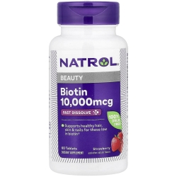 Natrol - Биотин быстрорастворимый 10000 мкг, 60 таблеток фото Фото Natrol - Биотин быстрорастворимый 10000 мкг, 60 таблеток