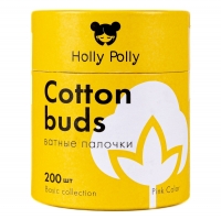 Holly Polly - Косметические ватные палочки бамбуковые розовые, 200 шт mere ватные палочки на бумажной основе черные бамбук 100 шт