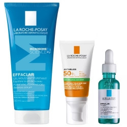 Фото La Roche Posay - Набор для жирной проблемной кожи с защитой от солнца (очищающий пенящийся гель 200 мл + ультра-концентрированная сыворотка 30 мл +  солнцезащитный матирующий гель-крем 50 мл)