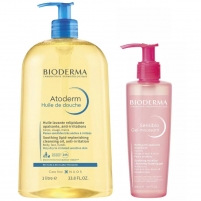 Фото Bioderma - Набор для комплексного ухода: масло для душа, 1 л + очищающий гель, 200 мл