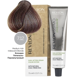 Фото Revlon Professional - Безаммиачный перманентный веганский краситель с маслами холодного отжима 7.12 блондин пепельно-переливающийся, 75 мл