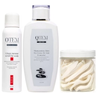 Qtem - Набор для пилинга, восстановления и роста сухих уставших волос, 3 средства восстанавливающая и оживляющая маска для сухих и поврежденных тонких волос repair filler mask 610 1000 мл