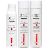 Qtem - Набор для интенсивного восстановления волос: шампунь 250 мл + крем-маска 250 мл + скраб 150 мл набор для упаковки синий микс 4 ленты 3м 4 банта