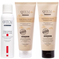 Qtem - Набор для очищения и восстановления волос: шампунь 200 мл + маска 200 мл + скраб 150 мл