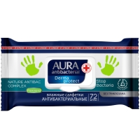 Aura - Влажные салфетки антибактериальные Derma Protect с ромашкой и с крышкой 72 шт