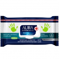 Фото Aura - Влажные салфетки антибактериальные Derma Protect с ромашкой и с крышкой 72 шт