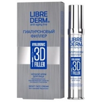 Librederm 3D Hyaluronic filler Night Face Cream - Филлер ночной для лица с гиалуроновой кислотой, 30 мл витэкс крем пилинг глобального омоложения для лица и шеи ночной 60 гиалурон gold 45