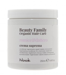 Фото Nook Beauty Family Organic Hair Care Crema Suprema Romice & Dattero - Восстанавливающий крем - кондиционер для химически обработанных волос, 250 мл