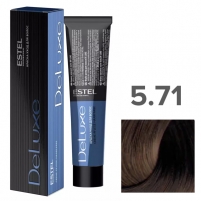 Фото Estel Professional - Краска-уход для волос De Luxe, 5/71 Светлый шатен коричнево-пепельный, 60 мл