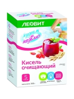 Леовит - Кисель Очищающий. 5 пакетов по 20 г. Упаковка 100 г ягоды и фрукты малина 50 г