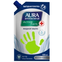 Aura - Жидкое мыло Active Herb с экстрактом ромашки и антибактериальным эффектом, 500 мл дезодорант kao biore z с антибактериальным эффектом без аромата 40 мл