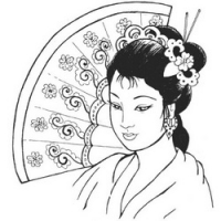 

Temptu Pro Transfer Asian Geisha Fan - Трансферная татуировка