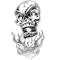 

Temptu Pro Transfer Biker Flaming Skull - Трансферная татуировка