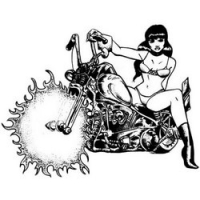 

Temptu Pro Transfer Biker Flaming Biker Chick - Трансферная татуировка