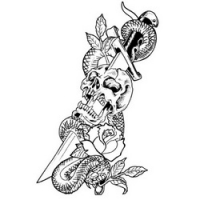 

Temptu Pro Transfer Biker Skull Dagger - Трансферная татуировка