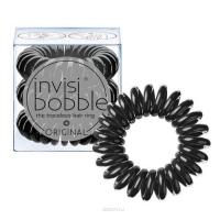 Invisibobble - Резинка-браслет для волос True Black (с подвесом) черный 3 шт.