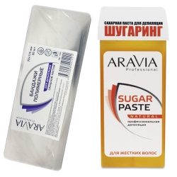 Фото Aravia Professional -  Бандаж для шугаринга полимерный, 70х175 мм, 30 шт + Паста сахарная для депиляции в картридже Натуральная, мягкой консистенции, 150 г