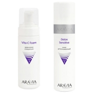 

Aravia Professional - Крем-пенка очищающая Vita-C Foaming, 160 мл + Тоник детоксицирующий Detox Sensitive, 250 мл