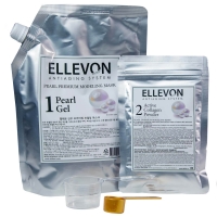 Ellevon - Двухкомпонентная альгинатная маска премиум с жемчугом: гель 1000 мл + коллаген 100 мл ellevon slky pearl маска альгинатная осветляющая с жемчужной пудрой 1000 г
