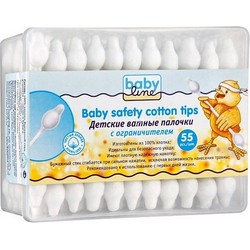 Фото Babyline Baby Safety Cotton Tips - Ватные палочки детские с ограничителем, 55 шт