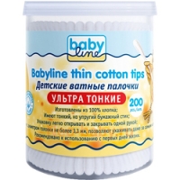Babyline Baby Safety Cotton Tips - Ватные палочки детские ультратонкие, 200 шт