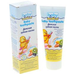 Фото Babyline Baby toothpaste - Зубная паста детская со вкусом жвачки Тутти-Фрутти, 75 мл