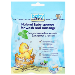 Фото Babyline Natural Baby Sponge - Губка детская для мытья и массажа Натуральная с экстрактом Алоэ Вера
