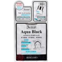 Bergamo 3step Mask Pack Black Aqua - Трехэтапная маска для лица выравнивающая тон кожи