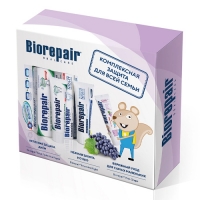 Biorepair - Набор зубных паст Семейный с Kids виноград промо набор детская зубная паста lacalut kids 4 8 50 мл выдавливатель для зубной пасты