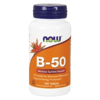 Now Foods В-50 - Комплекс кислот и витаминов для нервной системы, 100 таблеток - фото 1