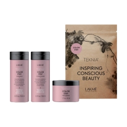 Фото Lakme Teknia Color Stay Travel Pack - Дорожный набор для защиты цвета окрашенных волос (шампунь 100 мл, кондиционер 100 мл, маска 50 мл)