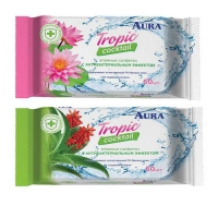 

Aura - Влажные салфетки Tropic cocktail с антибактериальным эффектом, 60 шт