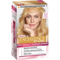 Loreal Paris Excellence - Крем-краска для волос, 9.3 Очень светло-русый золотистый, 1 шт