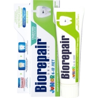 Biorepair Junior Mint - Детская зубная паста с витамином Е и ароматом мяты, 6-12 лет, 75 мл r o c s junior черная зубная паста кокос и ваниль 74 г