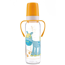Фото Canpol Cheerful animals - Бутылочка тритановая с ручками с силиконовой соской 12+, 250 мл.