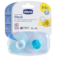 Chicco Physio Micro - Пустышка силиконовая для принца от 0-2 месяцев, 2 шт - фото 1