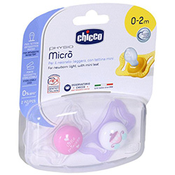 Фото Chicco Physio Micro - Пустышка силиконовая для принцессы от 0-2 месяцев, 2 шт