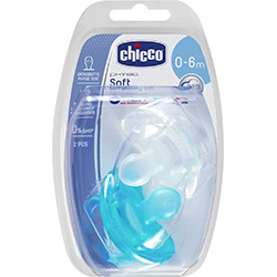 Фото Chicco Physio Soft - Пустышка силиконовая для мальчиков, 0-6 месяцев, 2 шт