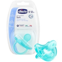 Chicco Physio Soft - Пустышка силиконовая голубая, с 6-12 месяцев, 1 шт