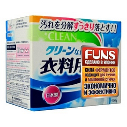 Фото Daiichi Funs Clean - Стиральный порошок с ферментом яичного белка, для полного устранения пятен, 900 г
