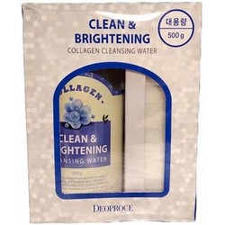 Фото Deoproce Clean & Brightening Collagen Cleansing Water - Вода очищающая с коллагеном, 500 гр