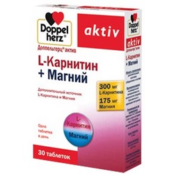 Фото Doppelherz Aktiv - L-карнитин и Магний 1220 мг в таблетках, 30 шт