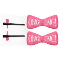 Double Dare OMG! Hair Up Bow Pin Hot Pink - Заколки для фиксации волос во время косметических процедур, ярко-розовые
