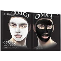Double Dare OMG! Man In Black Facial Mask Kit - Двухкомпонентный комплекс мужских масок Детокс - фото 1
