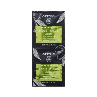Apivita - Скраб-эксфолиант для лица с оливой, 2 х 8 мл əsfil порошок очищающий для лица шеи и области декольте microbiome 20 0