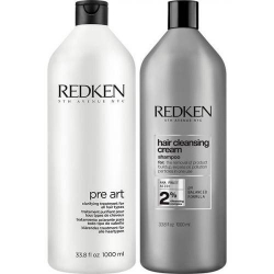 Фото Redken - Набор: Очищающий уход pre art treatment, 1000 мл + Шампунь-уход hair cleansing cream для глубокой очистки волос и кожи головы, 1000 мл